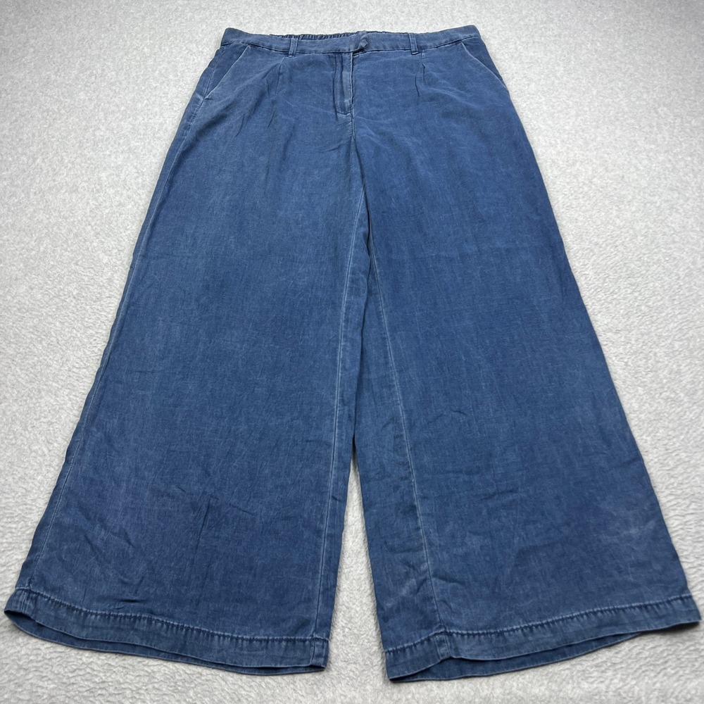 American Eagle Wide Leg Trousers Womens 16 Blue Lyocell Relaxed Baggy Denim Pant